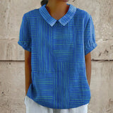 Mara - Camisa Listrada com Estampa Geométrica