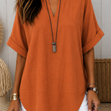 Emma™ – Blusa Casual Lisa de Manga Curta