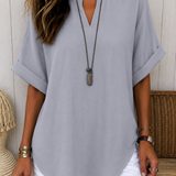 Emma™ – Blusa Casual Lisa de Manga Curta
