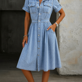 Deborah | Vestido de Denim de Manga Curta