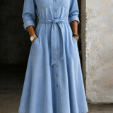 Luna | Vestido de Denim de Manga Longa