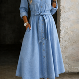 Luna | Vestido de Denim de Manga Longa