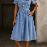 Deborah | Vestido de Denim de Manga Curta