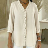 Blusa de V com Renda e Toque Suave