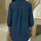 Blusa de V com Renda e Toque Suave