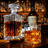 Conjunto de garrafas e copos de whisky