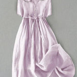 Vestido Isla Midi - Conforto Elegante em Algodão-Linho para Mulheres