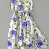 Vestido Feminino - Elegância Floral Vintage de Verão com Ajuste Ajustável