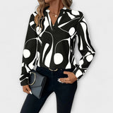 Joana - Blusa elegante de manga comprida com um decote pontiagudo