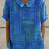 Mara - Camisa Listrada com Estampa Geométrica
