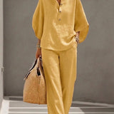 Lourena | Conjunto de Algodão Linho e Calças Largas